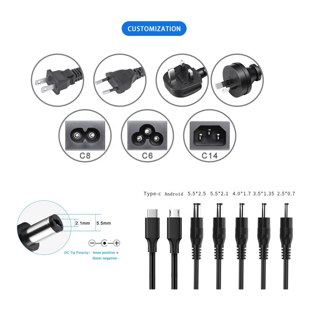 Desktop Power Adapter 12V 24V 36V 5A 10A AC DC Switching Supply C14 Inlet OEM ODM Custom Logo Voltage CE GS ETL SAA · image 2