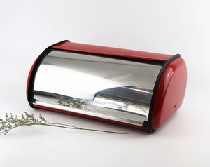 High Quality Metal Kitchen Camping Food <strong>Red</strong> Storage Box Bread <strong>Bin</strong> Village Style Stainless Steel Rolling <strong>Bin</strong> With Lid - Product Image 2