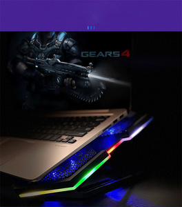 <span class=keywords><strong>Support</strong></span> de refroidissement pour ordinateur portable haute vitesse avec ventilateurs multiples, double port USB et rétroéclairage coloré - Product Image 5