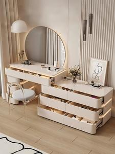 Table de toilette LED de luxe moderne et minimaliste pour femme, extensible, durable, multifonctionnelle avec rangement, pour chambre à coucher - Product Image 1