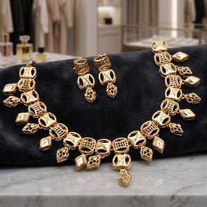 Collares al por mayor de oro laminado de 14K, 18K, 24K, conjunto de joyería de moda, joyería tradicional, joyería turca de latón chapado en oro. - Product Image 2