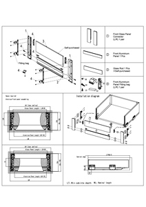 Sistema deslizante de cajón de cierre suave H167mm de paredes dobles delgadas debajo del montaje con panel frontal de vidrio y aluminio-Serie para Cocina - Product Image 3