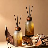 Bouteilles en verre vides de 250 ml pour diffuseur de parfum, couleur dégradée personnalisée de luxe, avec couvercle en bois