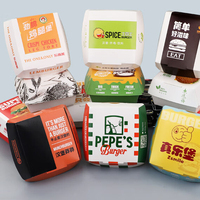 Boîtes rigides en papier kraft avec logo personnalisé en flexographie recyclable avec un design en relief pour les contenants de restauration rapide, hamburgers et sandwichs