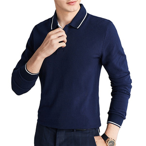 Polo d'affaires d'automne pour hommes personnalisé de haute qualité 100% polyester tricoté tissu à manches longues style boule de coton à la mode - Product Image 3