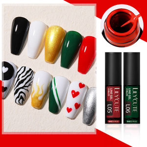 LILYCUTE Gel de couleur noir et blanc 5 ml pour nail art, <span class=keywords><strong>dessin</strong></span>, peinture, liner à appliquer au pinceau, vernis gel pour <span class=keywords><strong>manucure</strong></span> française DIY - Product Image 3