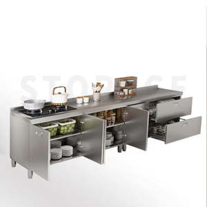 È moderno stile minimalista disegni piccoli completi mobili per la casa su misura L armadi in acciaio inox a forma di cucina con lavello - Product Image 1