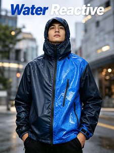 Giacca Impermeabile Personalizzata da <span class=keywords><strong>Uomo</strong></span>; Cappotto Outdoor di Alta Qualità con Cappuccio e Zip; <span class=keywords><strong>Abbigliamento</strong></span> Reattivo all'Acqua - Product Image 3