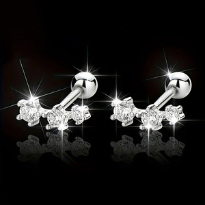 Three Row Spiral <b>Cartilage</b> <b>Earrings</b> with Minimalist Line Design for Daily Wear - Product Image 1
