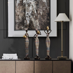 African-style Resin Figure Sculpture Abstract Geometric Pattern Tabletop <b>Decor</b> Handmade Single-piece Package - Product Image 2