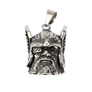 Pendentif Viking Odin en acier inoxydable, forme visage, bijou thématique, cadeau - Product Image 5