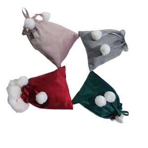 Mini sac de Noël en velours avec monogramme, sublimation, sac cadeau de Noël, sac de Noël en velours avec ruban <span class=keywords><strong>et</strong></span> pompon, cordon de serrage - Product Image 1