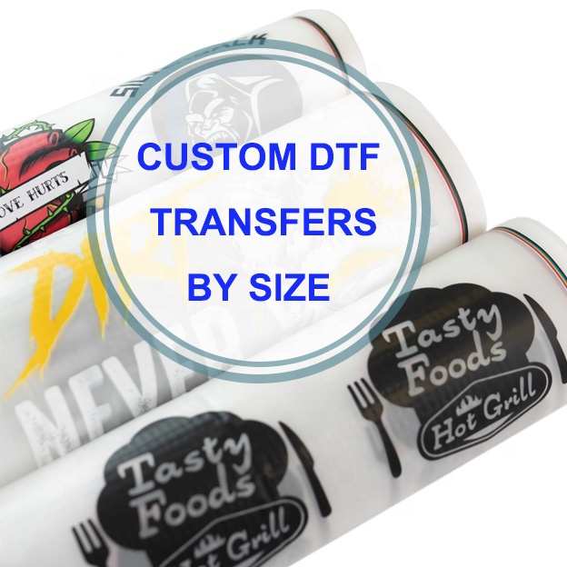 Custom Iron on DTF Transfers Printing DIY Company Logo Text Slogan Direct to Film Heat Transfer for T-shirs Woven