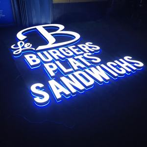 Panneau professionnel illuminé en 3d, logo de magasin, éclairage à led double face, panneau de magasin, hamburgers - Product Image 1