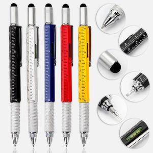 Multi Functional Metal Ballpoint <b>Pen</b> With Ruler Level Screwdriver Touch Tip Office School Use - Product Image 1