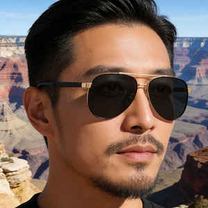 Lunettes de soleil aviateur Ks-3974 pour homme, monture noire, verres TAC, protection UV400, classe 2, pare-soleil, monture en plastique et métal, pour usage extérieur - Product Image 5