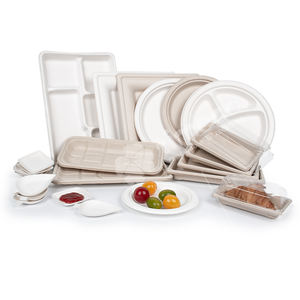 <span class=keywords><strong>100%</strong></span> Biodegradable sekali pakai Bagasse bubur kertas piring datar dan bulat nampan makanan Aksesori dengan nampan - Product Image 5