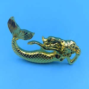 Zinc Alloy Mermaid Furniture Handle Warm Gold Novelty Shape <b>Wardrobe</b> <b>Hardware</b> Accessory Coastal Design Durable - Product Image 4
