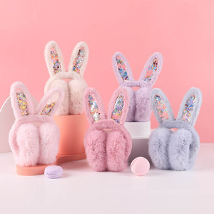 चलो पार्टी मज़ेदार सर्दियों गर्म प्लग फर कान के कान मफ कढ़ाई वाले खरगोश मफ फोल्डेबल इयरमफ कान सुरक्षा इयरकैप कान कवर - Product Image 3