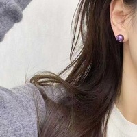 Boucles d'oreilles clous en argent sterling S925 de haute qualité, perles de culture d'eau douce Edison violettes naturelles de luxe 7/8/9 mm, boucles d'oreilles de mariée