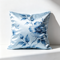Échantillon Gratuit Coussin Décoratif Personnalisable en Microfibre Tricotée avec Motifs Floraux Imprimés et Logo 16x16 Pouces (35x35 CM)
