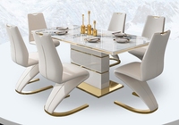 Table à manger en dalle de roche brillante table à manger rectangulaire moderne simple lumière luxe ménage table à manger chaise combinaison