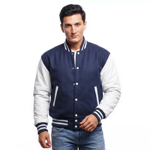 Varsity <b>Jacket</b> Melton Wool and Genuine Leather Custom Varsity <b>Jacket</b> Red and <b>White</b> - Product Image 1
