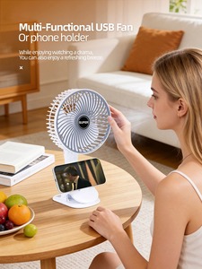Ventilateur électrique sans fil portable USB à 3 vitesses, ventilateur de circulation à pince pour le camping, le bureau, avec base détachable - Product Image 4