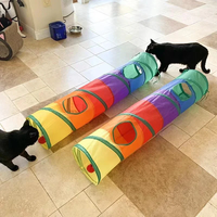Tunnel pour chat pliable avec balle de jeu pour chats, petits chiens, lapins, petits animaux de compagnie, jouet interactif intérieur/extérieur, tunnel de jeu pour animaux de compagnie