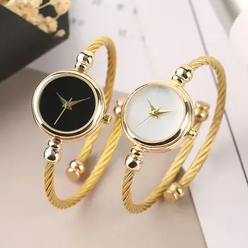 Minimalist Women Watches Gold Stainless Steel Bracelet Watch Slim European Style Girls Ladies Quartz Wristwatch