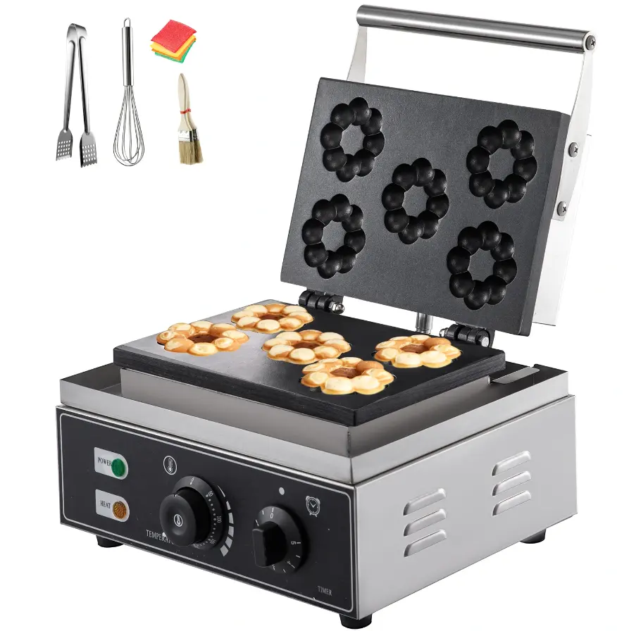 Gaufrier électrique w, équipement de boulangerie, gaufrier à forme de fleur, appareil de cuisson pour donuts