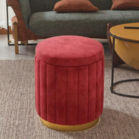 Vente chaude Ronde Multifonctionnel Stockage Repose-pieds Velours Placage Dressing Tabouret Repose-pieds Pour La Maison Et La Cuisine Utiliser Le Siège