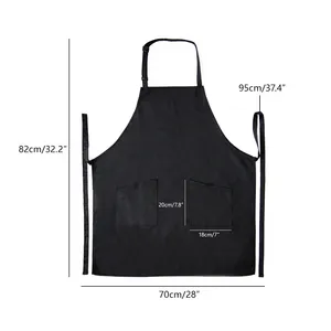 Mode wasserdicht Kunden logo Design 65% Baumwolle 35% Polyester schwarz Erwachsenen arbeit Küchen schürze Kochen Kleidung Lätzchen