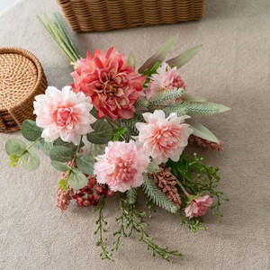 Bouquet de fleurs artificielles Travelogue, fleurs en plastique tissées roses, décoration murale pour la maison, CF02140 - Product Image 1