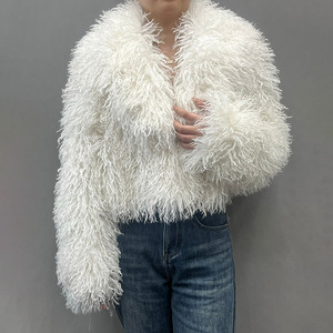 Manteau en fausse fourrure d'agneau <span class=keywords><strong>de</strong></span> Mongolie à la mode et à col rabattu pour femmes - Product Image 1