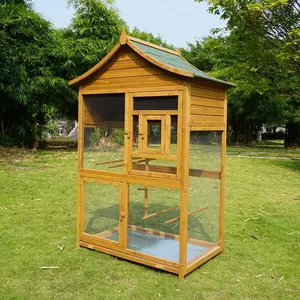 Wooden Chicken House With Bird Perches And Asphalt Roof