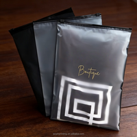 Sac à fermeture éclair transparent avec logo personnalisé imprimé pour chapeau, chemise, sac à fermeture éclair givré noir pour vêtements