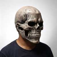 En gros, Ensemble de masques en latex vintage effet vieilli, motif crâne texturé osseux, couvre-tête intégral avec mâchoire fixe, pour Halloween, cosplay et fête