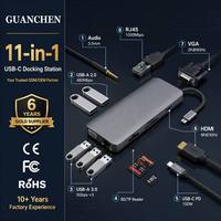 Hub Multipuerto USB-C 11 en 1 de Aleación de Aluminio, Carga Rápida PD de 100W, USB 3.0 a 5Gbps, Video 4K, Lector SD/TF, Garantía de 12 Meses, Disponible en Stock