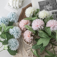 Flor Artificial de Crisantemo de Seda con 2 Cabezas, Tipo Pompon, para Decoración de Bodas y Hogar