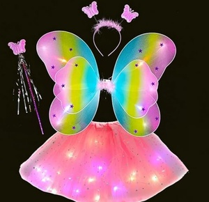 Le ragazze dei bambini hanno portato le <span class=keywords><strong>ali</strong></span> di farfalla illuminate con la gonna di tutù le <span class=keywords><strong>ali</strong></span> di <span class=keywords><strong>fata</strong></span> dell'angelo Costume Set di oggetti di scena delle <span class=keywords><strong>ali</strong></span> luminose - Product Image 4