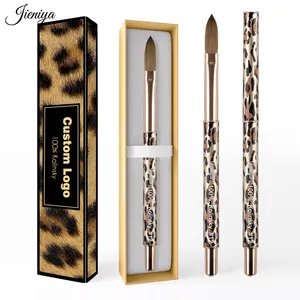 High Quality Leopard Pattern Metal Handle Manicure Brush Pure Kolinsky Hair Sable Nail Makeup Painting Acrylic Nail Art Brushes