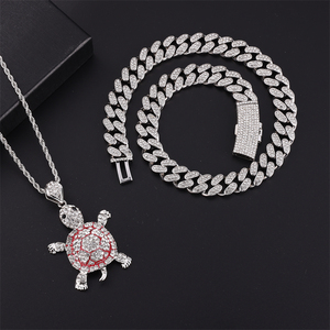 Vente entière Pendentif tortue en <span class=keywords><strong>diamant</strong></span> hip hop <span class=keywords><strong>à</strong></span> la mode avec collier chian cubain pour hommes et femmes - Product Image 6