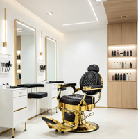 Chaise de barbier ergonomique pliable hydraulique personnalisée avec siège en cuir PU, design contemporain, mobilier de salon commercial portable