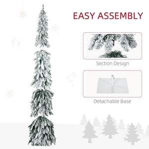 DB Offre Spéciale 7ft Grand Prelit Crayon Artificiel Arbre De Noël 180cm Décor De Vacances 534 Neige Floqué Branches 350 Lumières Blanches Chaudes - Product Image 2