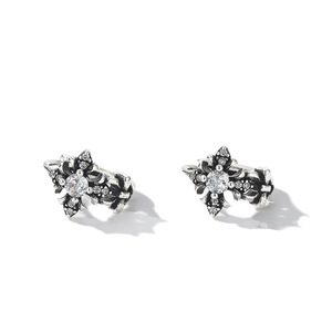 Cross Cuff Earrings Zinc Alloy Claw Setting Zircon Iris Flower Party Jewelry Unisex Geometric Design - Product Image 4
