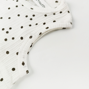Pinuotu Baby Cami pagliaccetto bianco tutina morbida a coste gilet da neonato senza maniche tutine a bolle per bambini nero a pois - Product Image 5