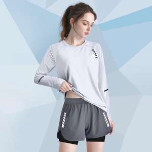 เสื้อยืดแขนยาวผู้หญิง แห้งเร็ว ระบายอากาศ ป้องกันแสงแดด สีขาว สำหรับเล่นกีฬา วิ่งกลางแจ้ง ปีนเขา - Product Image 6