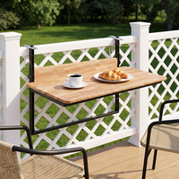 Table d'appoint suspendue réglable en bois massif pour balcon, jardin et cour, idéale pour l'extérieur