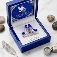 Broche en émail souple ZPB 1920, cadeau de fête, bleu royal et blanc, lettres grecques, sororité